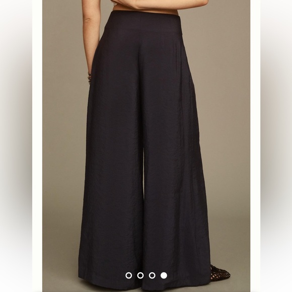 By Anthropologie High-Rise Pleated Wide-Leg Trousers in Black - Picture 5 of 16